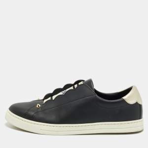 Fendi Black Leather Rockoclick Slip On Sneakers Size 39