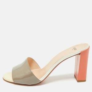 Fendi Tricolor Patent Leather Slide Sandals Size 40