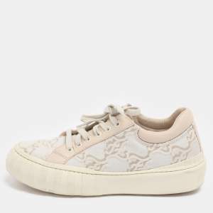 Pre Owned Fendi Tricolor Embroidered Canvas and Leather Low Top Sneakers Size 40