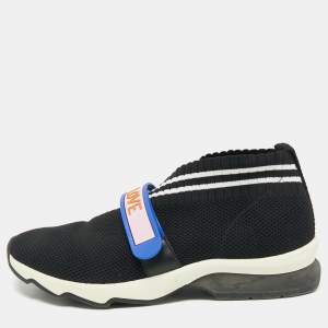 Pre Owned Fendi Black Knit Fabric Rockoko Slip On Sneakers Size 38