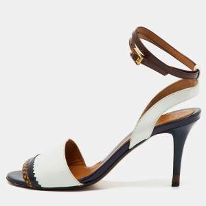 Pre Owned Fendi Multicolor Leather Ankle Wrap Sandals Size 38