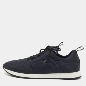 Pre Owned Fendi Navy Blue/Black Fabric FF Freedom Low Top Sneakers Size 38