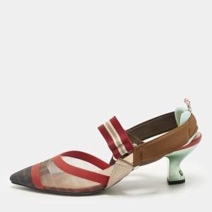 Pre Owned Fendi Multicolor Satin and Velvet Colibri Slingback Pumps Size 40