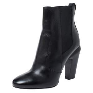 Fendi Black Leather Ankle Boots Size 38.5