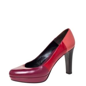 Pre Owned Fendi Tricolor Leather Platform Pumps Size 38.5