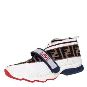 Pre Owned Fendi Multicolor Zucca Knit Fabric Rockoko Sneakers Size 38
