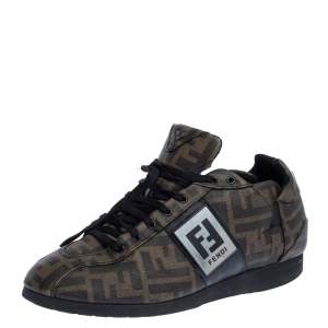 Pre Owned Fendi Brown Zucca Canvas Low Top Sneakers Size 40