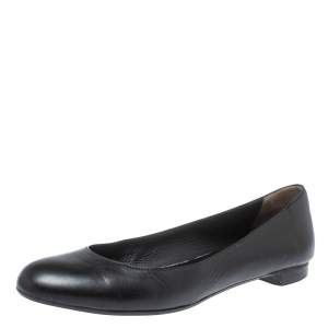 Fendi Black Leather Ballet Flats Size 39