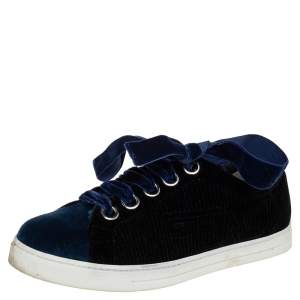 Fendi Blue/Black Velvet Low Top Sneakers Size 38