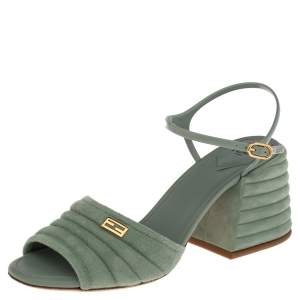 Fendi Light Blue Suede And Jelly Promenade Sandals Size 39
