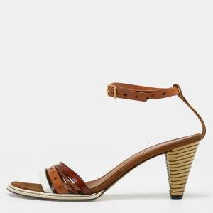 Fendi Tricolor Leather Ankle Strap Sandals Size 37