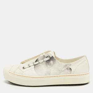 Pre Owned Fendi White Leather and Rubber Lace up Sneakers Size 39