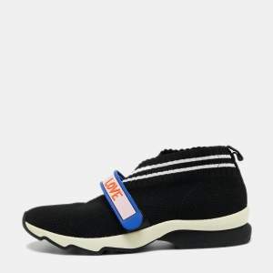 Pre Owned Fendi Black/White FF Rockoko Slip On Sneakers Size 39