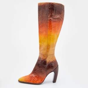 Pre Owned Fendi Multicolor Python Over The Knee Boots Size 38