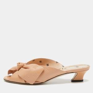 Fendi Beige Leather Bow Tie Sandals Size 38
