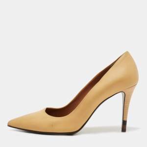 Fendi Yellow Leather Pointed Toe Pumps Size 38