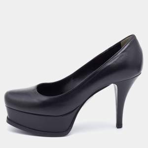 Pre Owned Fendi Black Leather Fendista Pumps Size 36.5