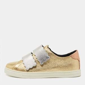 Fendi Multicolor Leather Scalloped Velcro Sneakers Size 39