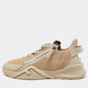 Fendi Brown Suede and Leather Flow  Low Top Sneakers Size 39