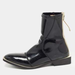 Pre Owned Fendi Black Coated Neoprene Ankle Boots Size 38.5
