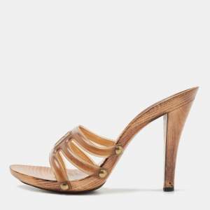 Pre Owned Fendi Brown Rubber Slide Sandals Size 39