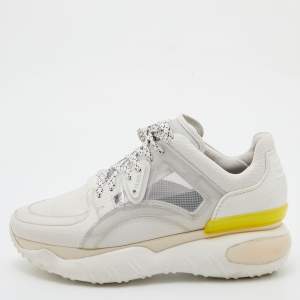 Pre Owned Fendi White Leather and Mesh Chunky Low Top Sneakers Size 40