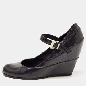 Fendi Two Tone Textured Leather Mary Jane Wedge Pumps Size 39