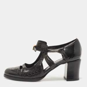 Pre Owned Fendi Black Patent Leather Cut Out Pumps Size 39