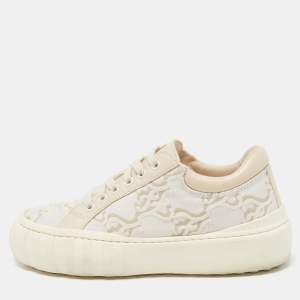 Fendi Tricolor Embroidered Canvas and Leather Low Top Sneakers Size 37