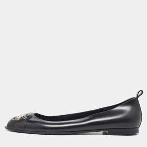 Pre Owned Fendi Black Rubber Peep Toe Ballet Flats Size 41