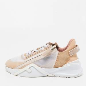 Pre Owned Fendi Tricolor Suede and Mesh Flow Low Top Sneakers Size 38