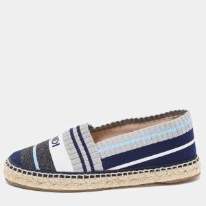 Pre Owned Fendi Tricolor Striped Fabric Espadrille Flats Size 37