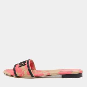 Fendi Pink/Black Zucca Canvas Flat Slides Size 41