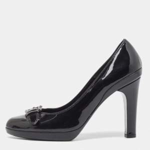 Pre Owned Fendi Black Patent Leather Platform Pumps Size 37.5