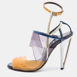 Pre Owned Fendi Multicolor PVC and Leather Iridia Sandals Size 39