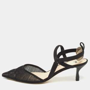 Pre Owned Fendi Black Satin and Mesh Colibri Pumps Size 36.5