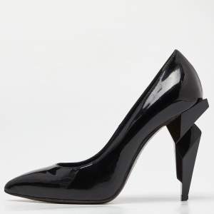 Pre Owned Fendi Black Patent Leather Pointed Toe Pumps Size 37