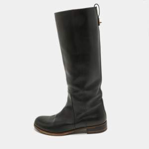Fendi Black Leather Knee Length Boots Size 39