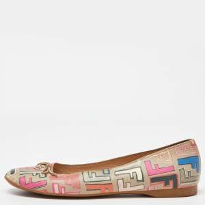 Fendi Multicolor Zucca Coated Canvas Spalmati Ballet Flats Size 41
