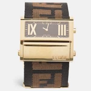 Fendi Black Gold Plated Stainless Steel Zip Code 1130G Women's Wristwatch 45.50 mm