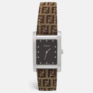 Fendi Brown Stainless Steel Canvas Classic 7000G Women's Wristwatch 27 mm