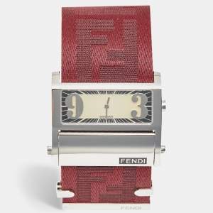 مملوكة مسبقًا ساعة يد نسائية فندي أورولوجي 1120G كانفاس وستانلس ستيل كريمي 45 مم