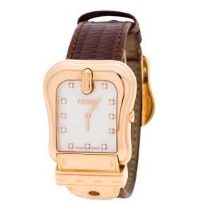Pre Owned Fendi Mother Of Pearl Rose Gold Tone B. Fendi Women's Wristwatch 32MM