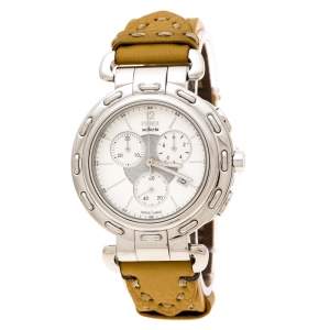 Pre Owned Fendi  Silver White Stainless Steel Selleria F89034H Women's Wristwatch 39 mm