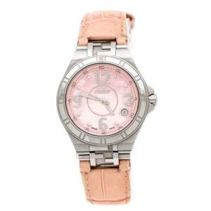Pre Owned Fendi Pink Mother of Pearl Stainless Steel High Speed 4600M Women's Wristwatch 34 mm