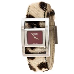 Pre Owned Fendi Red Stainless Steel Classic 5000 Women's Wristwatch 26MM