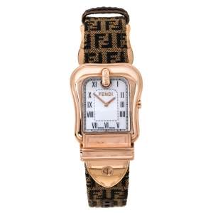 Fendi Mother of Pearl Gold Plated Stainless Steel and Canvas B.Fendi 3800G Women's Wristwatch 33 mm