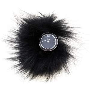 Pre Owned Fendi Black Stainless Steel My Way Fur Glamy 35000M Women's Wristwatch 36 mm