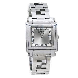 Pre Owned Fendi Silver Stainless Steel Quadro 6000G Women's Wristwatch 30 mm