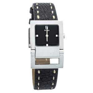 Pre Owned Fendi Black Stainless Steel & Leather 5200G Women's Wristwatch 27mm